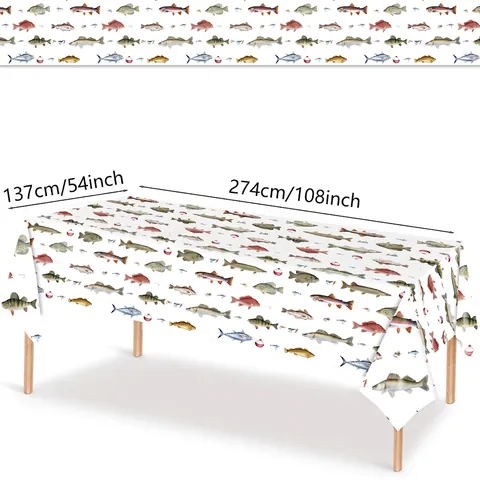 Vajilla Desechable Fiesta Tema Pesca Platos De Papel Vasos Servilletas Mantel Cubiertos Plástico Patrón Peces