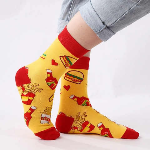 Lustige Crew Socken Mit Lebensmittel Grafik Baumwollmischung Neuheit Cartoon Pizza Kaffee Sushi Muster Mode Unisex
