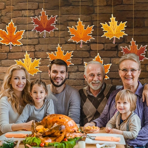 Decorazioni Appese Foglia Acero Autunnale Ornamenti Carta Fronte Retro Per Festa Ringraziamento Raccolto Casa Arredamento
