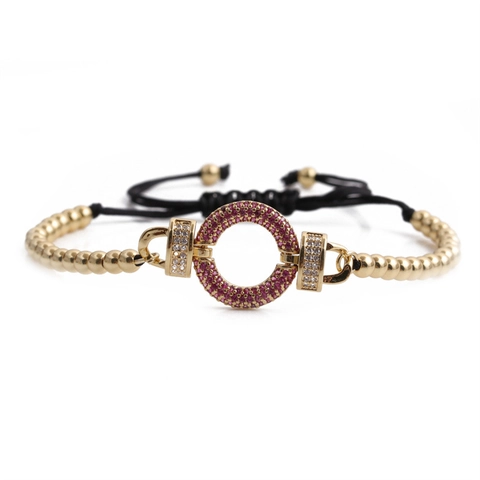 Adjustable Braided Rope Bracelet Copper Beads Micro Pave Zircon Geometric Charm Jewelry For Men Women Fashion Gift