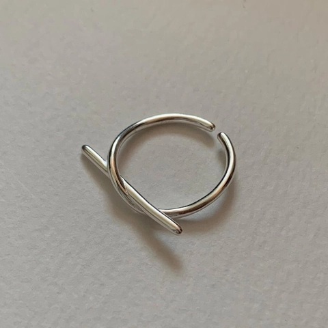Anello In Argento Sterling 925 Nodo Linea Geometrica Minimalista Aperto Regolabile Gioielli Moda Coreana Donne