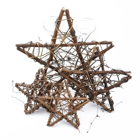Ghirlanda Natalizia a Stella in Rattan Naturale Tessuta a Mano Ornamento Appeso DIY per Matrimonio Festa Decorazione della Parete di Casa