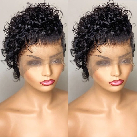 Κοντή Περούκα Afro Kinky Curly Συνθετική Ίνα Ανθεκτική Στη Θερμότητα Μαύρη Bob Cut Lace Front Δίχτυ Τριαντάφυλλο Για Γυναίκες Φυσική Εμφάνιση