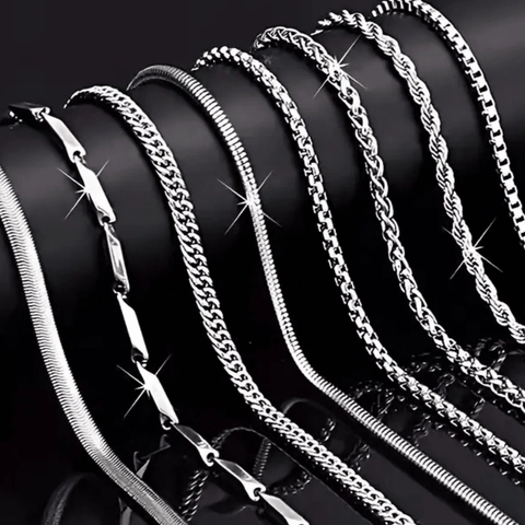 Hip Hop Kette Halsketten Herren Damen Edelstahl Diverse Glieder Schmuck Schlangen Box Seil Weizen Figaro Stile