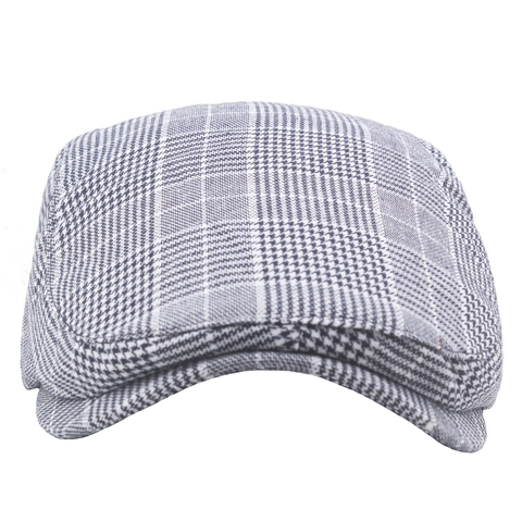Retro Plaid Newsboy Cap For Men And Women Vintage Cotton Polyester Blend Adjustable Flat Cap British Style Driving Hat