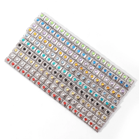 Italian Charm Bracelet Stainless Steel Heart Enamel DIY Modular Links Jewelry Gift For Women Girls