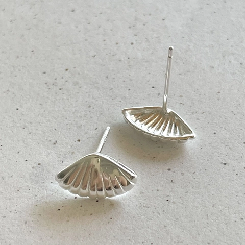Muschel Ohrstecker 925 Sterlingsilber Fächerförmig Minimalistisch Elegant Schmuck Für Damen