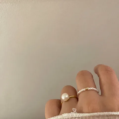 Französischer Retro Süßwasserperlen Ringe Für Damen Vergoldetes Kupfer Offen Verstellbar Süßwasserperlen Elastischer Schmuck