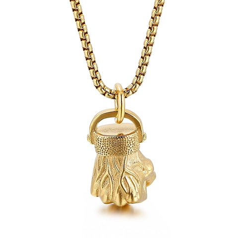 Fist Pendant Stainless Steel Men Hip Hop Rock Punk Style Power Symbolic Jewelry Accessory Strong Grasp Gesture Charm For Male