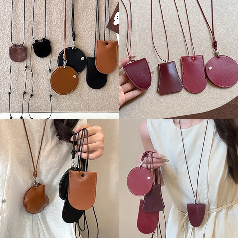Collana Con Pendente Geometrico Vintage Per Donna Pelle PU Rame Legno Catena Maglione Minimalista Regolabile