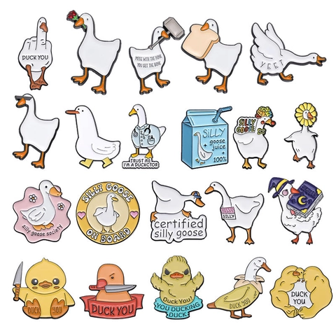 Lustige Cartoon Ente Gans Emaille Anstecknadeln Zinklegierung Metall Brosche Abzeichen Für Rucksack Kleidung Hüte Schmuck
