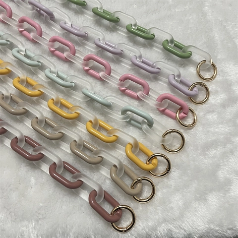 Acrylic Bag Strap Chain Replacement Frosted And Glossy Link Shoulder Handle With Alloy Spring Clasp For DIY Accessory