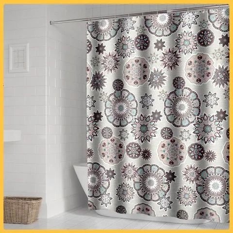 Waterdicht Douchegordijn Dik Polyester Weefsel Mandala Bohemien Patroon Retro Stijl Metalen Oogjes Badkamer