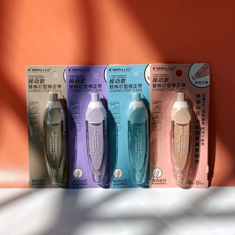 Retractable Correction Tape And Refill Plastic PET Film Press Type Replaceable Core Portable Smooth For Students Office Macaron