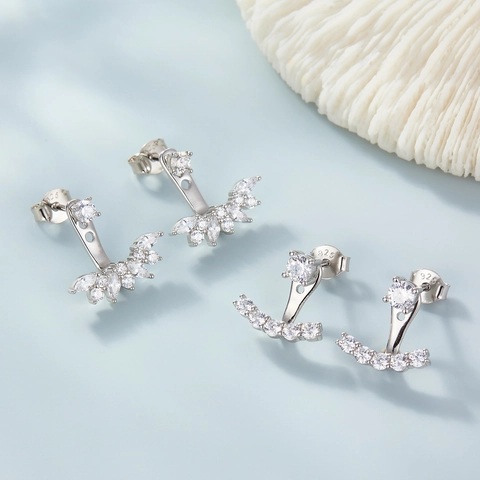 Pendientes De Botón Zirconia Plata De Ley 925 Versátiles Desmontables Joyería Geométrica Elegante Para Mujer