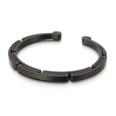 Minimalist Geometric Segmented Cuff Bracelet 316L Stainless Steel Open Bangle Fashion Jewelry For Men Women