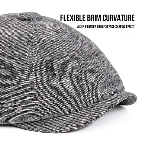 Herren Vintage Baumwolle Schirmmütze Britischen Stil Verstellbare Flache Beret Hut Faltbare Freizeit Kopfbedeckung