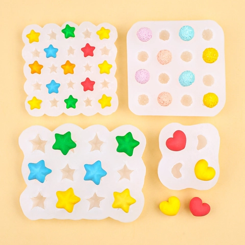 Molde De Silicona Estrella Corazón Bola Redonda DIY Artesanía Herramienta De Hornear Para Chocolate Fondant Resina Epoxi Arcilla