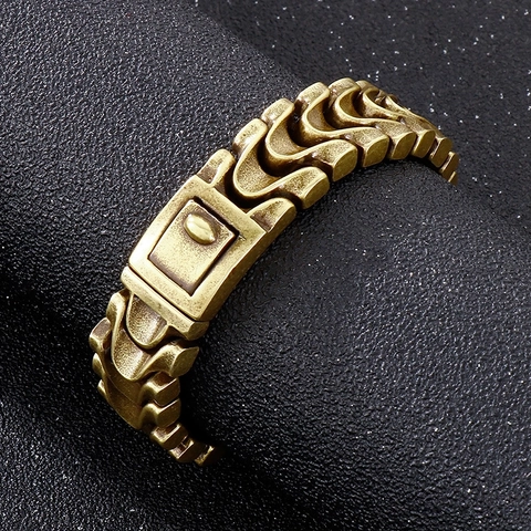 Mens 316L Stainless Steel Bracelet Retro Punk Industrial Dragon Bone Chain Link Heavy Metal Jewelry With Fold Over Clasp