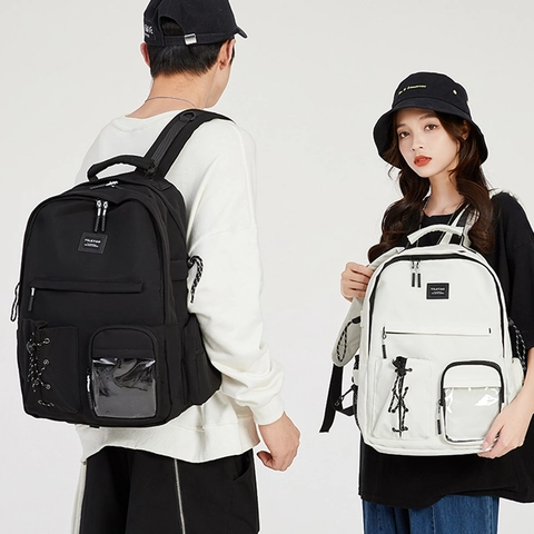 Mochila Grande De Nailon Para Estudiantes Impermeable Con Múltiples Bolsillos Estilo Streetwear Para Jóvenes