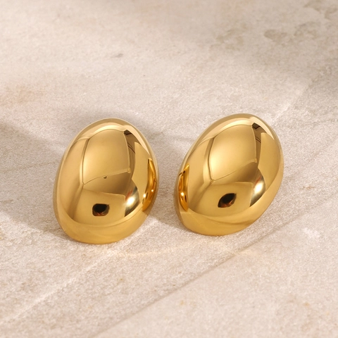 Pendientes Geométricos Ovalados de Acero Inoxidable Chapados en Oro Minimalistas para Mujer Joyería Pulida Resistente al Agua