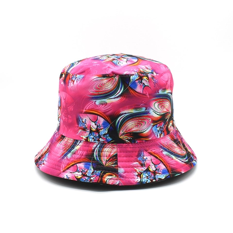 Reversible Bucket Hat Cotton Polyester Abstract Print Sun Protection Streetwear Hip Hop Outdoor Unisex
