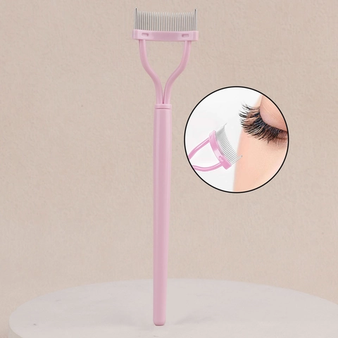 Eyelash Separator Mascara Comb Stainless Steel Teeth Curved Makeup Brush For Eyelash Grooming Portable Eyebrow Comb