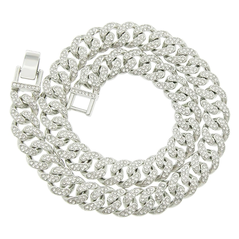 Collana A Catena Cuban Link Hip Hop Lega Strass Iced Out Gioielli Streetwear Alla Moda Per Uomini Donne