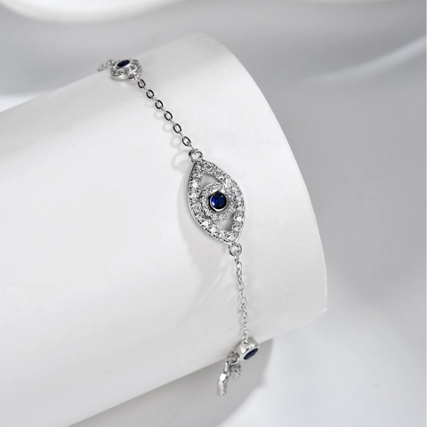 Evil Eye Hamsa Hand Armband 925 Sterling Silber Zirkon Verstellbare Kette Damen Boheme Luxusschmuck