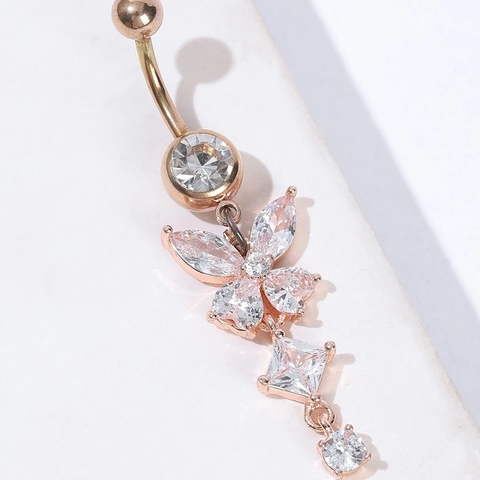 Butterfly Navel Ring Copper AAA Cubic Zirconia Dangle Belly Piercing Jewelry For Women Fashion