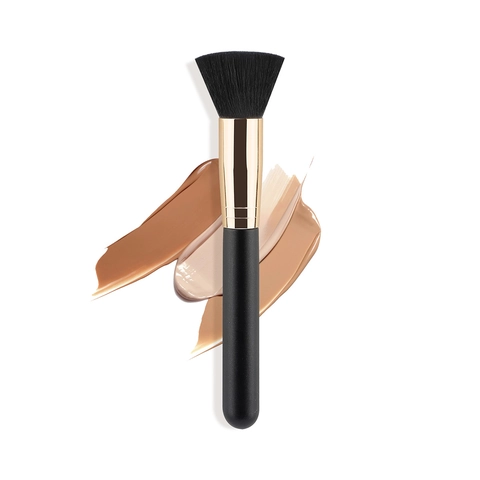 Flacher Foundation Pinsel Synthetikborsten Holzgriff Für Flüssiges Puder Make-up Tragbares Professionelles Beauty Tool
