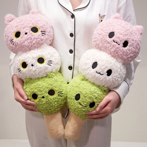 Cuscino In Peluche Gatto Dango Tricolore Cuscino Lungo Morbido Per Dormire Arredamento Letto Stile Giapponese Kawaii Giocattolo Animale