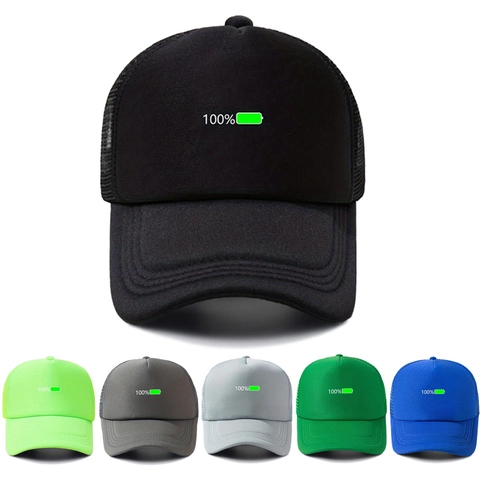 Trucker Hat Mesh Ademend Polyester Volle Batterij Grafische Print Buiten Zonbescherming Vrije Tijd Baseball Pet Voor Heren Dames