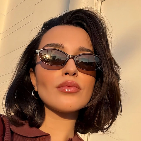 Retro Small Oval Frame Sunglasses UV400 Protection PC Material Vintage Fashion Hip Hop Outdoor Eyewear For Women