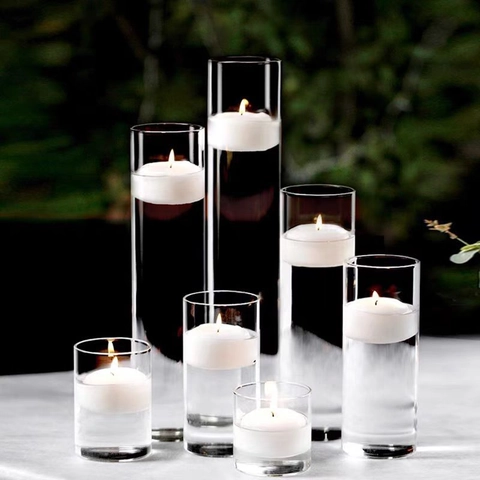 Cylindrical High Borosilicate Glass Floating Candle Holder Heat Resistant Transparent Cup For Wedding Banquet Home Decor
