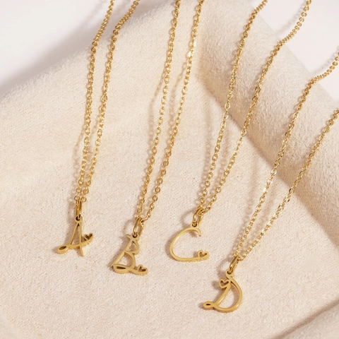 Collana Con Ciondolo Lettera Iniziale Motivo A Cuore Acciaio Inossidabile Placcato Oro Gioielli Per Donne