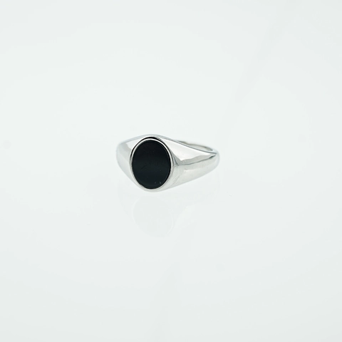 Vintage Signet Ring Titanium Steel Oval Gemstone Inlay Turquoise Tiger Eye Black Agate Men Unisex Retro Jewelry Gift