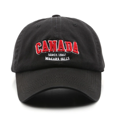 Baseball Cap Washed Cotton Retro Embroidered Letters Canada Adjustable Strap Outdoor Sun Protection For Men Women