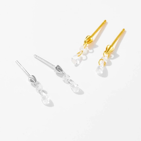 Orecchini a Bottone in Argento Sterling 925 Coreani Eleganti Orecchini a Goccia con Strass a Pera per Gioielli da Donna