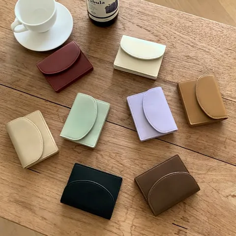 Dames Kaarthouder PU Leer Multifunctioneel Mini Portemonnee Accordeon Stijl Flip Cover Effen Kleur Minimalistisch Dagelijks