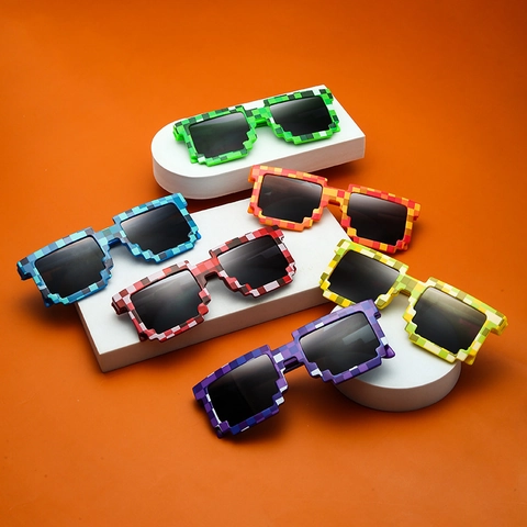 Pixel Mosaik Sonnenbrille Kunststoff Schachbrettmuster Party Brille Für Cosplay Foto Requisiten Unisex