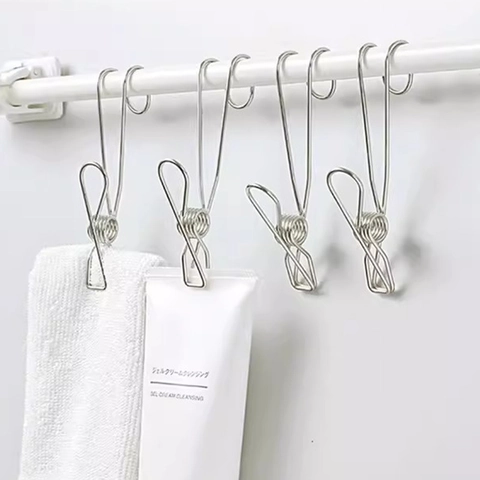 Pinces À Suspendre Polyvalentes En Acier Inoxydable Avec Crochets Pinces À Linge En Métal Durables Pour Organisation Maison