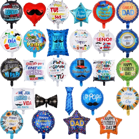 Father Day Aluminum Foil Balloons Spanish English Happy Father Day Party Decoration Mustache Tie Trophy Shape Balloon