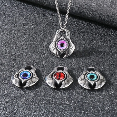 Vintage Punk Evil Eye Pendant Necklace Stainless Steel Gothic Retro Realistic Eye Jewelry For Men Women