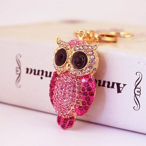Simpatico Portachiavi a Forma di Gufo con Strass in Lega di Zinco Smalto Animale Pendente per Borsa Portachiavi per Donna Gioielli di Moda Decorativi