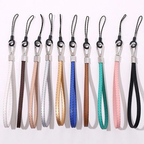 Correa De Muñeca Para Teléfono De Cuero PU Cordón Anti-Caída Anti-Pérdida Costura Accesorio Minimalista Hebilla Metal