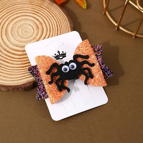 Halloween Strik Haarclip Pailletten Glitter Stof Hars Pompoen Geest Spin Krokodillenclip Party Kostuum Accessoire