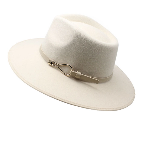 Wide Brim Fedora Hut Wollfilz Jazz Kappe Mit Ledergürtel Metallschnalle Retro Eleganter Stil Für Damen Herren Unisex