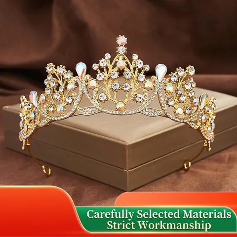 Barock Diadem Krone Legierung Strass Kristall Wassertropfen Elegant Für Hochzeit Braut Festzug Geburtstag Party Frauen Vintage