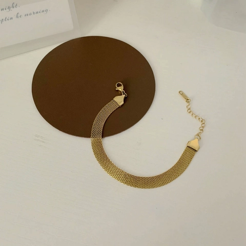 Minimalist Woven Mesh Bracelet For Women Stainless Steel 18K Gold Plated Adjustable Fashion Jewelry Elegant Gift